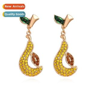 diamd half pear New fashi colorful earrings creative inlaid