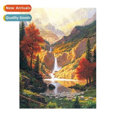 New hmade full embroidery high mountains  flowing water lsca