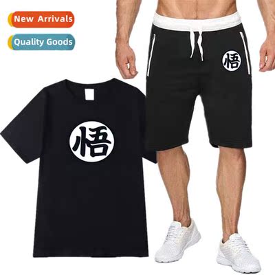 Drag Ball Short Sleeve Shorts Set Mens  Womens Anime Goku T-