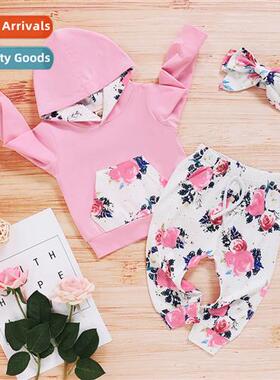 Girls Spring  Autumn 2021 New n Rose Print Lg Sleeve Hooded