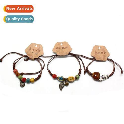 fashi retro bracelet h rope nd jewelry couple lear rope bead