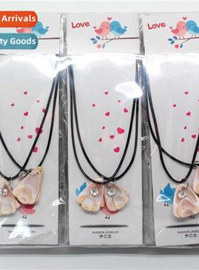 fashi shell wh diamd couple necklace vacati wind simple shel