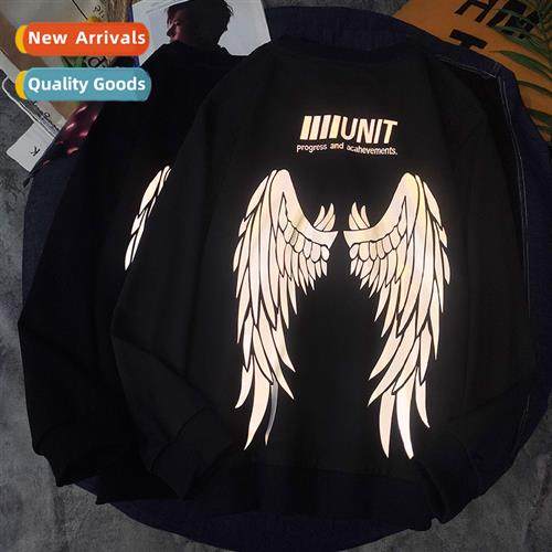 Fashi Trend High Set Mens  Womens Wings Reflective Sweatshir