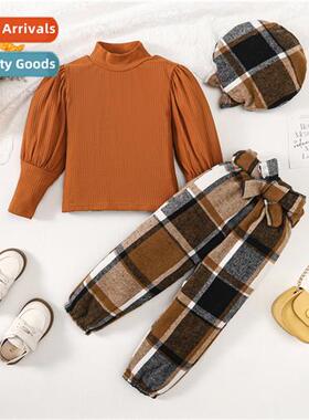 Girls spring  autumn  2023 new n solid color lg-sleeved top