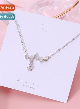 Flash diamd heartbeat necklace  simple temperament collarbe