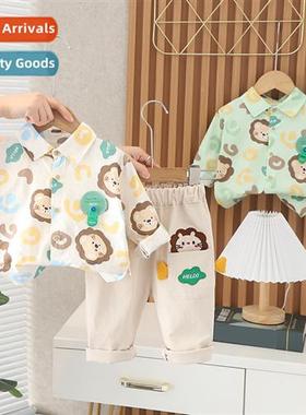 Childrens carto shirt su 2023 new small children baby printi