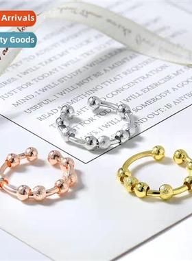 new rotating micro-acti beads womens ring adjustable anxiety