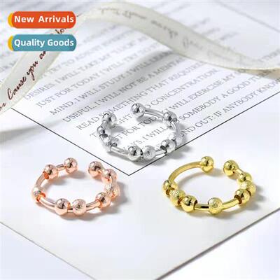 new rotating micro-acti beads womens ring adjustable anxiety