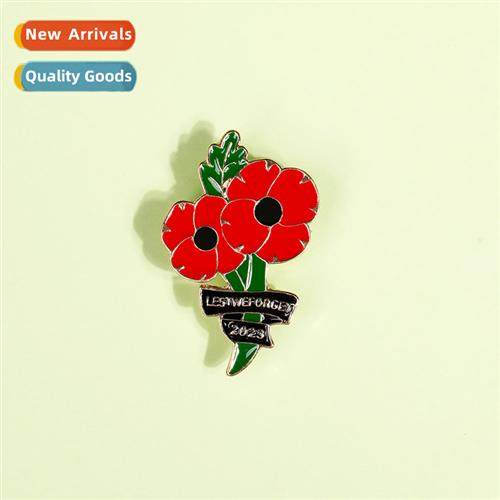 Creative plant flower brooch alloy oil drop red badge versat