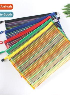 Ticket Pouch File Bag A6 Pen Pouch Colorful Grid Transparent