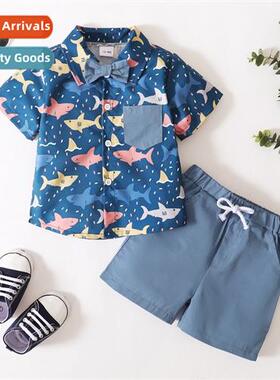 Boys spring  autumn  2022 new n shark print short-sleeved to