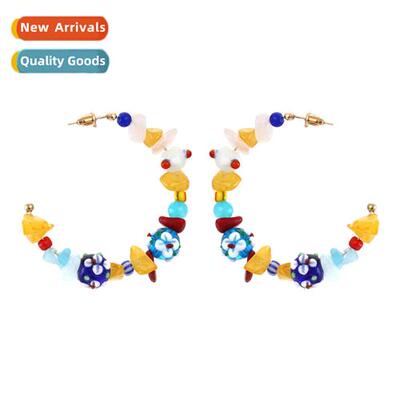 Persalized fashi versatile cy color glaze beads C-shaped ear