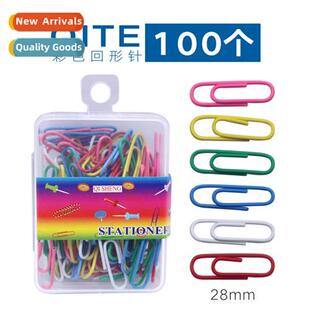100pcs colorful plastic paper clips paper clips, nickel-plat