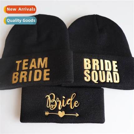 BRIDE TEAM SQUAD embroidery knted cap wool cap warm pullover