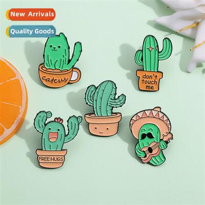Cute singing and dancing cactus metal badge carto plant seri