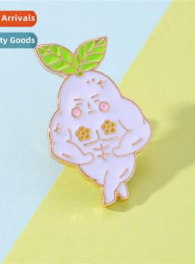 ins new oil drop muscle ginseng metal brooch plant badge clo