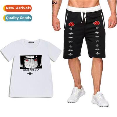 Anime Naruto Uchiha Weasel Printed Short Sleeve T-shirt Mens