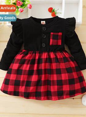 Girls Spring  Autumn 2021 new n middle  young children plaid