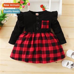 2021 new children Spring plaid young Autumn middle Girls
