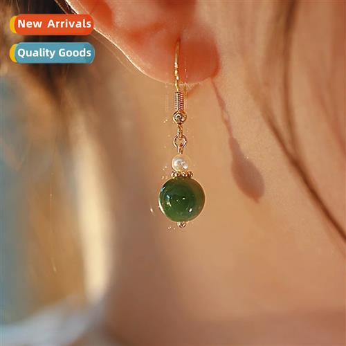 Natial tide palace jasper earrings female ins niche  senior