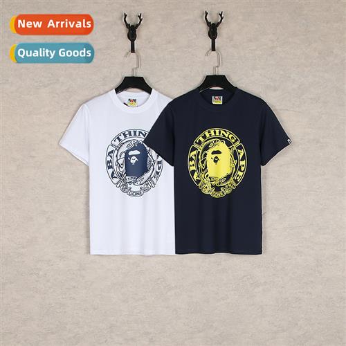 Japanese tide ape head carto seal printing round neck cott T