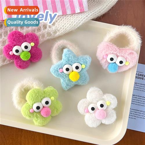 Super cute colorful plush quirky  clips  ring girls high pyt