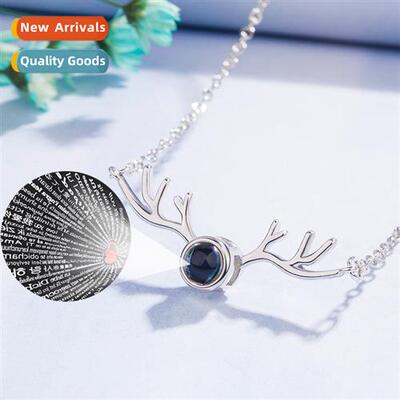 n  100 languages I love you antler necklace projected elk pe
