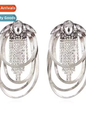 New exaggerated fish scale  diamd earrings retro big br tass