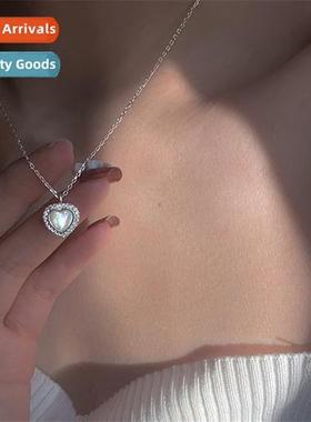2021 new shell heart full diamd pendant necklace female summ