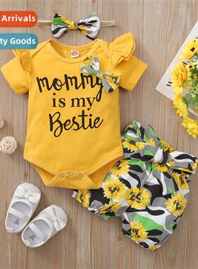 Girls spring  fall  2022 new n short-sleeved letter print to