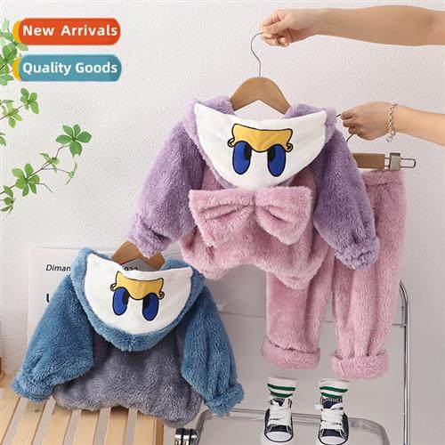 Boys coral fleece pajamas fall  winter children thickened fa