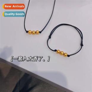 pure hmade woven three chain necklace collarbe copper beads