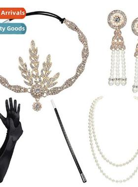 1920s Flapper Girl Dress Halloween Costume Gloves Smoking Po