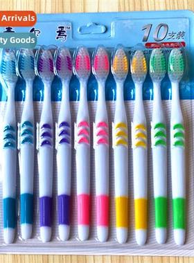 Pack  10 Handle Two Color St Bristle Toothbrushes Family Hom