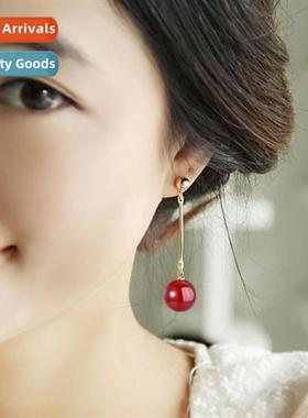 Vintage 10MM natural red agate lg earrings emerald chalcedy