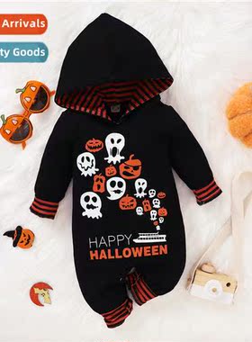 ins baby spring  fall  2021 new n lg-sleeved Halloween print
