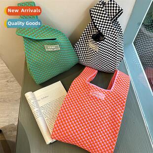 Summer Korean versi new nd fashi rhombic lattice knted ba