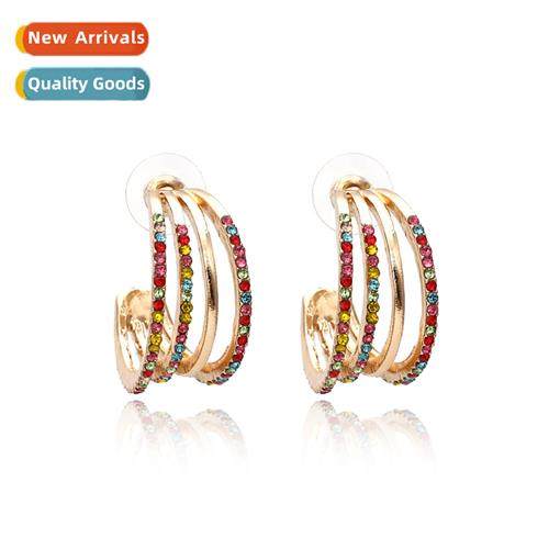 New simple creative diamd earrings retro fashi geometric C-s