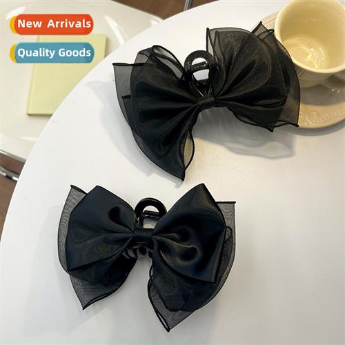 Classic versatile models black bow large grab clip female te