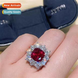 Light luxury simulati red tourmaline adjustable ring female