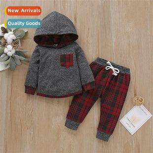 2019 new plaid fall pan top winter hooded Girls padded