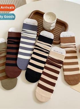 Beless socks female Japanese striped stacked socks fall and