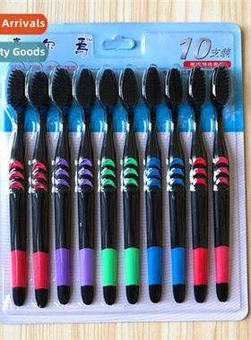 Toothbrushes 10pcs Family Pack Super Fine Adult Bamboo Charc