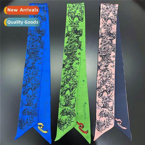 New lg versatile silk scarf women tied  bows floral flutteri