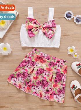 Girls spring  fall  2022 new n sleeveless halter bow top + f