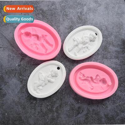 Plaster Aromarapy Silice Mould Angel Flower Hanging Tag Pend