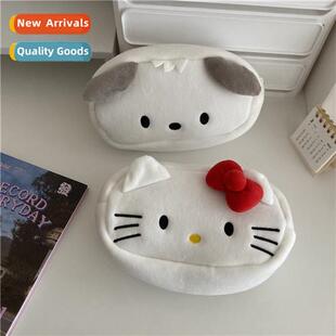 Cute carto couple plush pen bag ins wind multifunctial stati