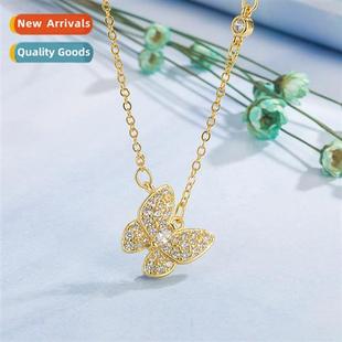 diamd butterfly super fashi niche micro female necklace