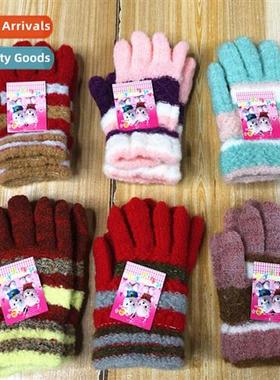 New plush winter childrens wool warm full-finger gloves baby