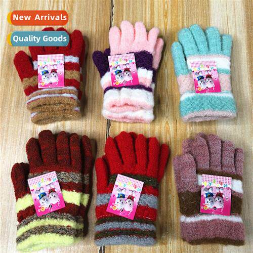 New plush winter childrens wool warm full-finger gloves baby